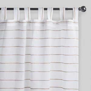 White Jute Striped Sahaj Tab Top Curtains Set Of 2